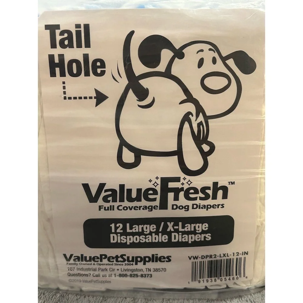 Value Pet Supplies Dog Diapers Large XLarge 12 Pack